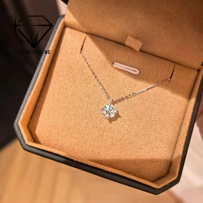 Kalung Berlian Lab Grown Bulat LuxuryShine VVS2/VS1 Kejernihan Warna D-F Emas Padat 18K Perhiasan Kustom dengan Sertifikat IGI