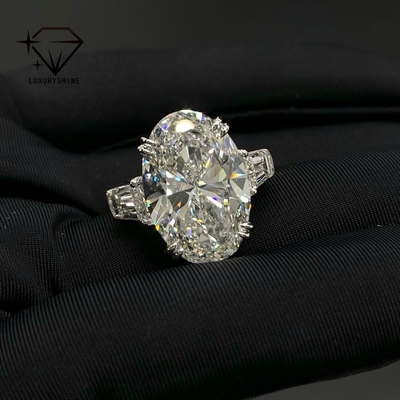 Luxuryshine Oval Cut VVS/VS Lab Diwasa Berlian 10CT Solitaire Ring 18K Solid Gold Perhiasan khusus Dengan Sertifikat IGI