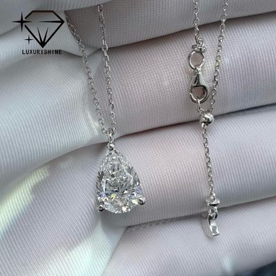 Kualitas Kalung Berlian Pir Buatan Lab Emas 18K Kejernihan VVS-VS pabrik