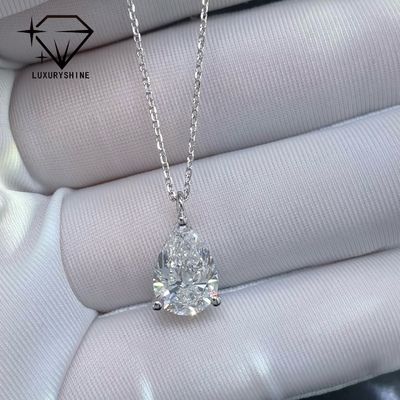 Kualitas Kalung Berlian Pir Buatan Lab Emas 18K Kejernihan VVS-VS pabrik