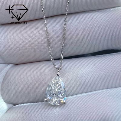 Kualitas Kalung Berlian Pir Buatan Lab Emas 18K Kejernihan VVS-VS pabrik