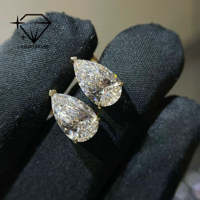 Kualitas 18K Gold Pear Cut Lab Diwasa Berlian Stud Earrings VVS-VS Clarity pabrik