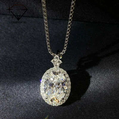 Kualitas 18K Emas Oval Lab Menumbuhkan Perunggu Pendant VVS1-VS1 0.3-3.0ct pabrik
