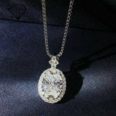 Kualitas 18K Emas Oval Lab Menumbuhkan Perunggu Pendant VVS1-VS1 0.3-3.0ct pabrik