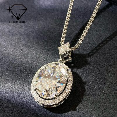 18K Emas Oval Lab Menumbuhkan Perunggu Pendant VVS1-VS1 0.3-3.0ct