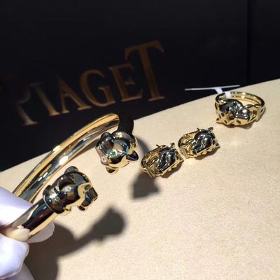 Kualitas Onyx 18K Gelang Emas Perhiasan Emas Mewah Tsavorite Garnet Dengan Berlian pabrik