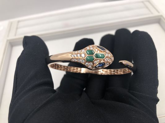 Kualitas Perhiasan Mewah Snakewomens Charm Gelang Disesuaikan 18 Kt Emas Merah Muda Dengan Berlian pabrik