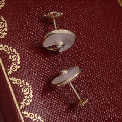 Kualitas Xs Model Yellow Gold Amulette De Earrings Stud Dengan White Mother Of Pearl pabrik