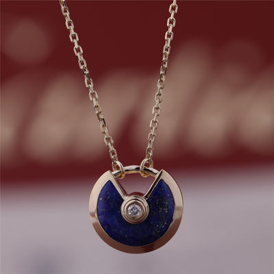 Kualitas Xs Model Yellow Gold Amulette De Necklace Dengan Lapis Lazuli Diamond pabrik
