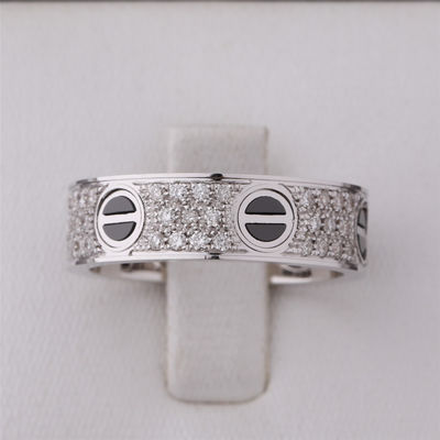 Kualitas CINCIN CINTA CINCIN CINTA DIAMOND KERAMIK PUTIH DIAMOND 18K EMAS LENGKAP pabrik