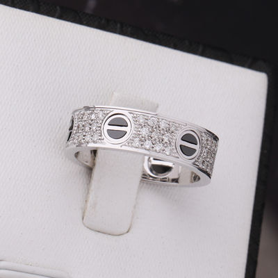 Kualitas CINCIN CINTA CINCIN CINTA DIAMOND KERAMIK PUTIH DIAMOND 18K EMAS LENGKAP pabrik