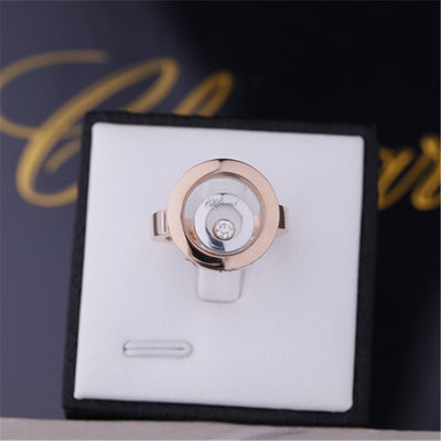 Kualitas Chopard Happy Spirit Ring Dalam Emas Putih 18k Rose Gold Dengan Berlian pabrik