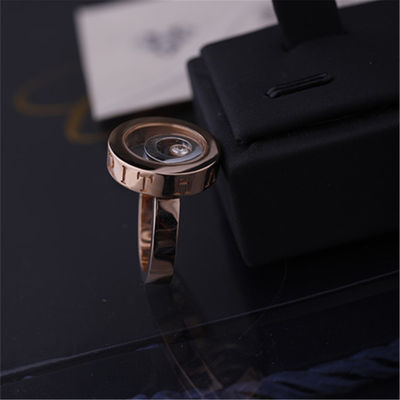Kualitas Chopard Happy Spirit Ring Dalam Emas Putih 18k Rose Gold Dengan Berlian pabrik
