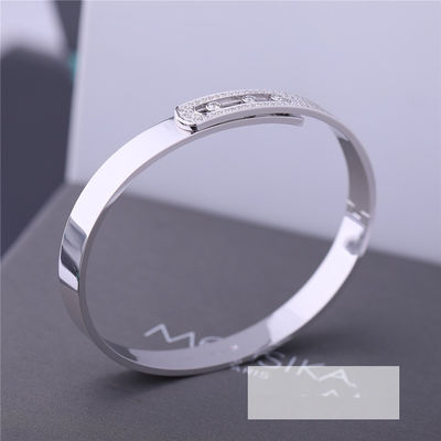 Kualitas Gelang Berlian Emas Putih Paris Perhiasan Lebar 4.5mm pabrik