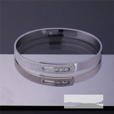 Kualitas Gelang Berlian Emas Putih Paris Perhiasan Lebar 4.5mm pabrik