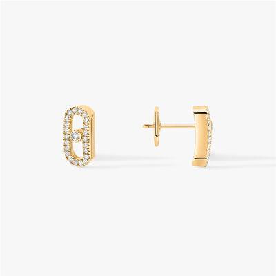 Kualitas Perhiasan Paris Mewah Untuk Wanita Luxury Jewelry 18K Yellow Gold Move Uno Diamond Earrings pabrik