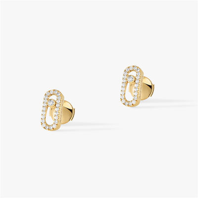 Kualitas Perhiasan Paris Mewah Untuk Wanita Luxury Jewelry 18K Yellow Gold Move Uno Diamond Earrings pabrik