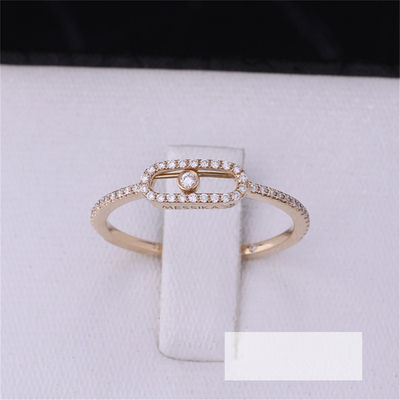 Kualitas Luxury Jewelry Elegant Engagement Wedding Diamond Ring Move Uno Pavee Ring dalam Emas Merah Muda 18K pabrik