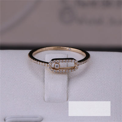 Kualitas Luxury Jewelry Elegant Engagement Wedding Diamond Ring Move Uno Pavee Ring dalam Emas Merah Muda 18K pabrik